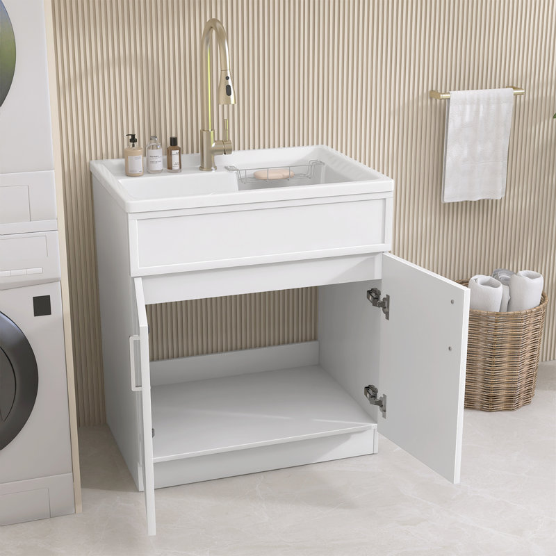 Armoire de meuble-lavabo autoportante moderne avec quincaillerie en nickel brossé 30 po x l 21 po x H 33 po