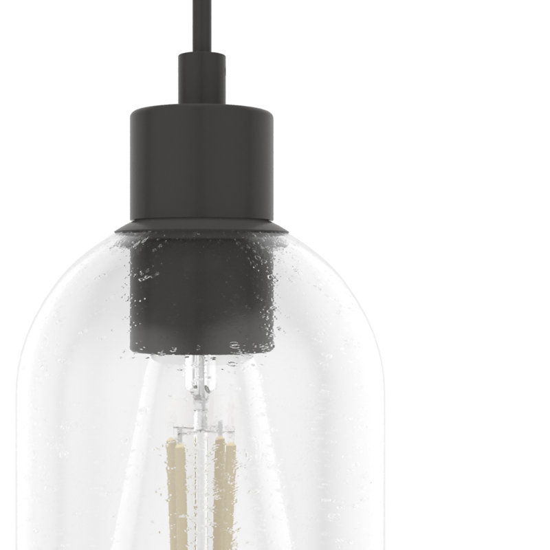 Lochemeade 1 - Light Single Cylinder Pendant, Natural Black Iron, Small, Smoked