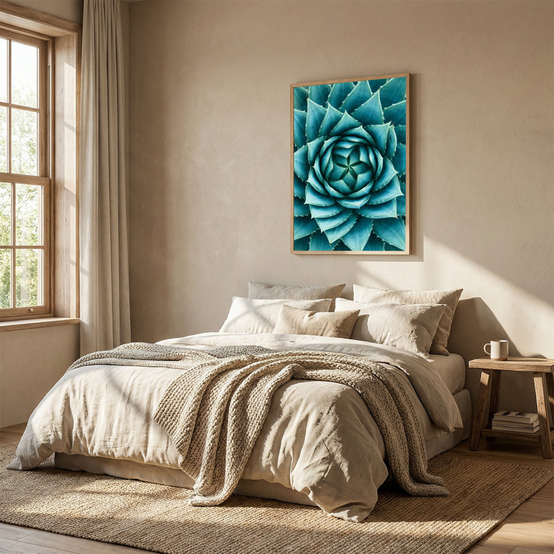 Art mural sur toile bleu sarcelle, 48"H x 32"W