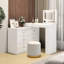 Bureau de meuble-lavabo avec miroir et lumières, plateau de table de maquillage blanc, 7 tiroirs, 9 compartiments, 3 tablettes, modes de couleurs réglables, aménagement convertible pour la chambre à coucher avec éclairage flexible à DEL
