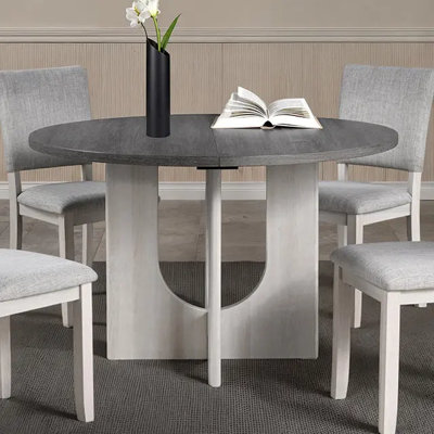 Table de salle à manger ronde Oberto, finition grise, pour salles à manger modernes