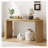 59.2" Large Curved Console Table with Unique Vertical Stripe Design-114896476