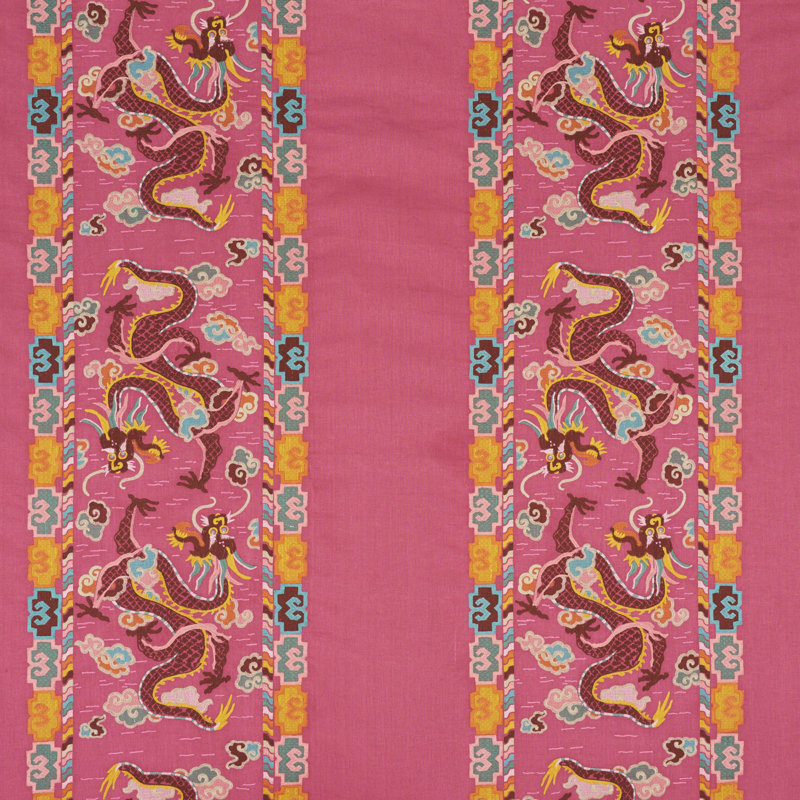 Tissu de broderie Lotan Dragon, Rose