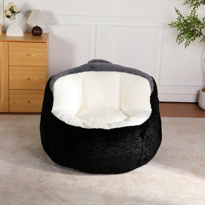 Fauteuil à billes en fausse fourrure, aucun assemblage requis