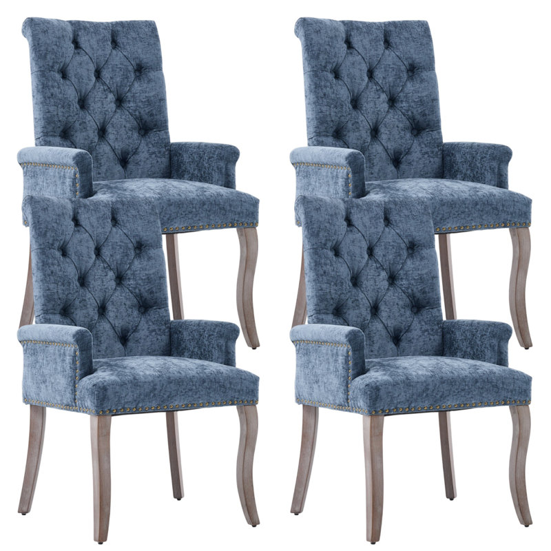 Chaises de salle à manger rembourrées Seita, 4, Bleu