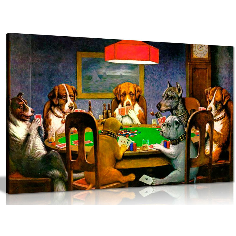 Pokers Dogs Playing Cards C. M. Coolidge - Wrapped Canvas Print, 31cm H x 46cm W