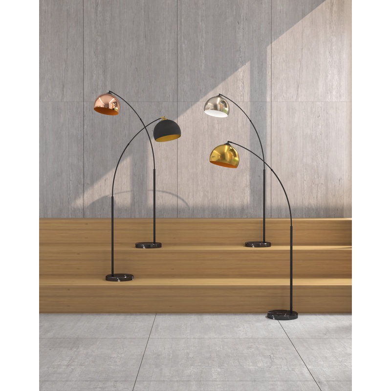 Inlight 66" Modern Arc Floor Lamp，Black Marble Base，Bulb Not Included, Brushed Nickel