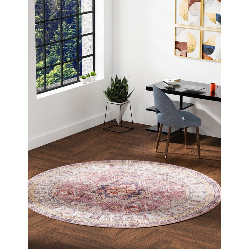 Bungalow Rose Ruth Timeless Rug, Rond 7 pi 10 po x 7 pi 10 po