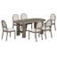 Ensemble de salle à manger ovale 7 pièces pour 6 personnes avec table en placage de chêne de 184 cm et 6 chaises rembourrées, table à double piétement cannelé, naturel-1625229855
