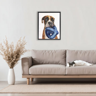 Boxer and His Toy White Floating Frame, design by George Dyachenko