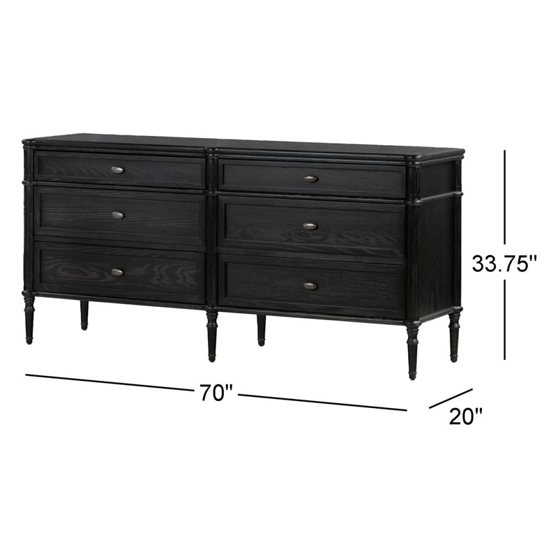 Toulouse 6 - Drawer Dresser, Distressed Black