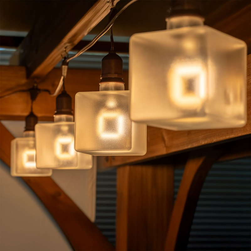 Cube festif à DEL, ampoule Edison unique à filament carré, grande lampe décorative, chaîne ou ampoule suspendue, culot moyen E26, blanc chaud 5 W 2 700 K, verre enduit