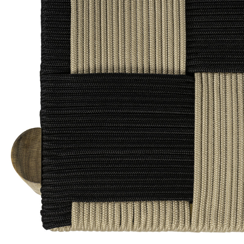 Banc intérieur / extérieur en corde tressée de style bohémien noir et beige 47 po Denis, Noir