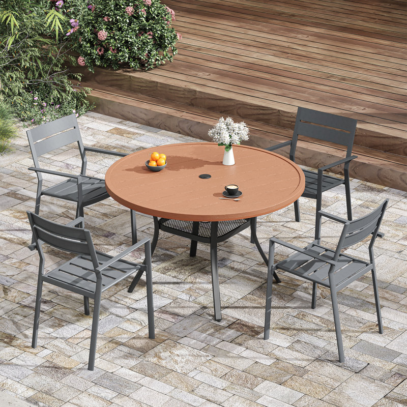 Ensemble repas extérieur pour 4 personnes, Gris / Brun
