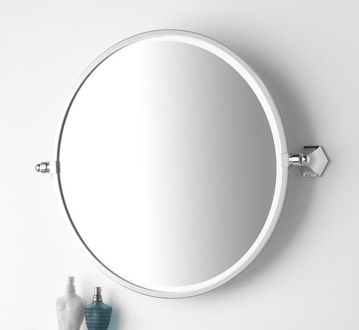 Flat Metal Beveled Wall Mirror, Polished Brass
