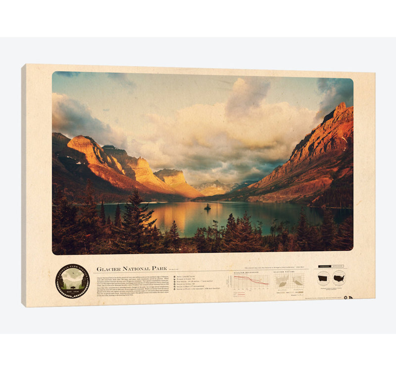 «Glacier National Park» par 2046 Design - estampe numérique sur toile tendue avec châssis, H 8 po x l 12 po x P 0,75 po