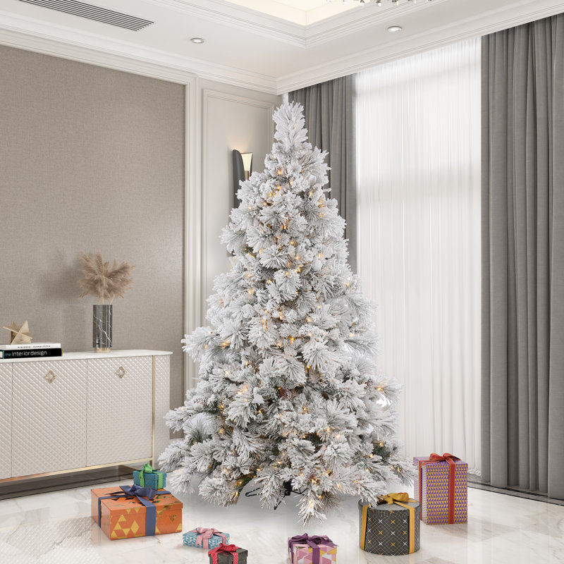 Arbre de Noël artificiel floqué Alberta, H 4,5 pi, Non éclairé