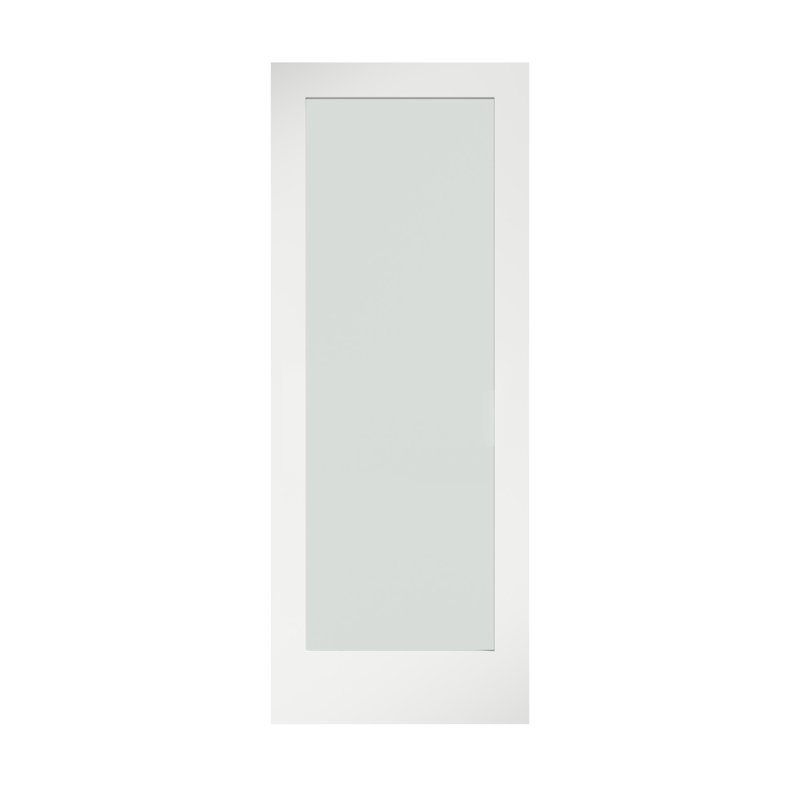 28" x 80" Frosted Glass White Primed Solid Wood Interior Door