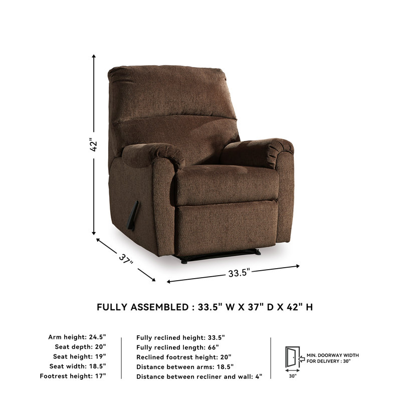 Pinegar Upholstered Recliner, Chocolate Polyester