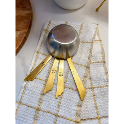S/4 Measuring Spoons with Mosaic Design Gold Handle