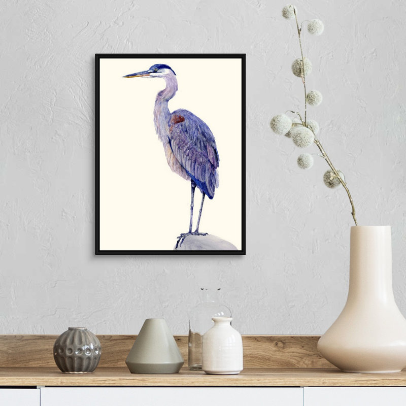 «Heron Study I», art mural sur toile, H 18 po x l 14 po x P 2 po, Toile encadrée noire