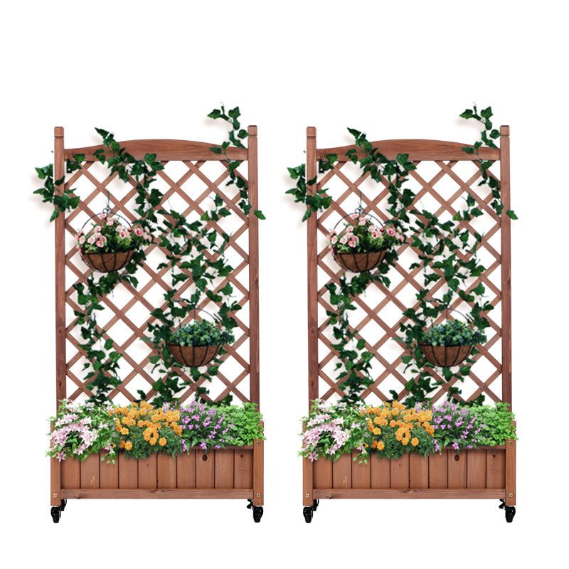 Lit de jardin surélevé avec 2 treillis - Boîte à fleurs et support à plante d'extérieur en bois 30 min Easy Up