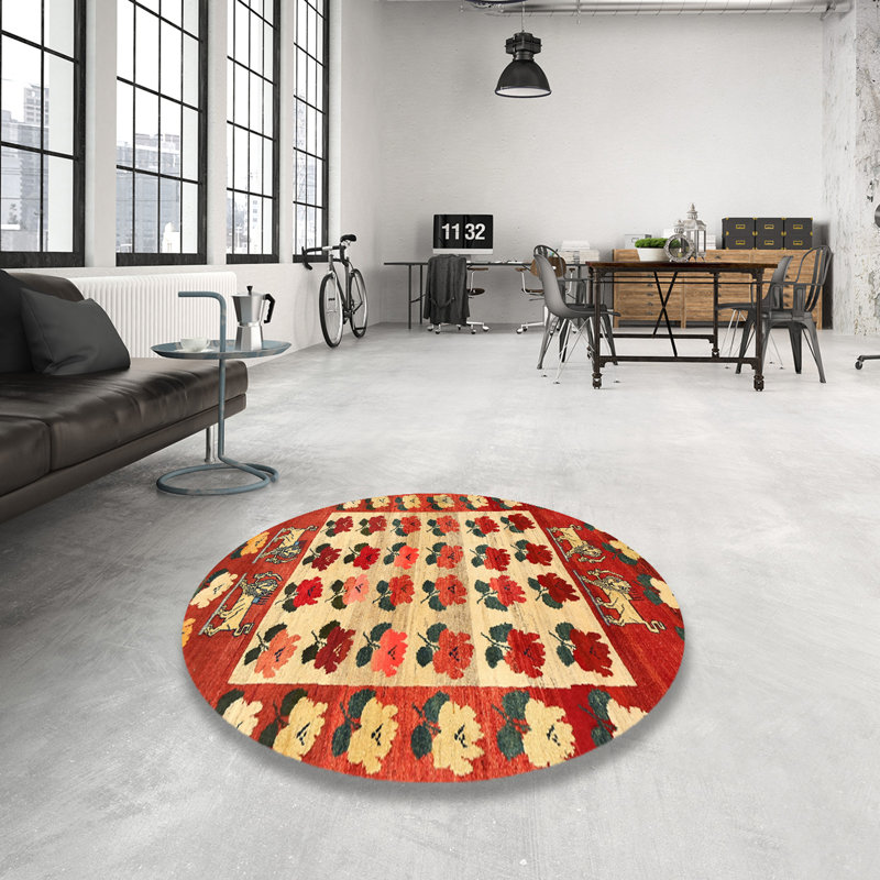 Tapis traditionnel rouge / beige Ilir, Rond 8 pi