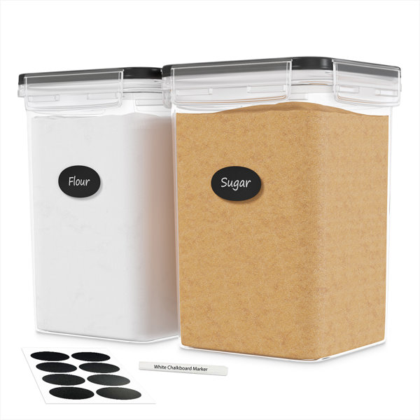 DWËLLZA Kitchen Extra Large Flour and Sugar Containers - 2 PC Airtight Food Storage Containers for Pantry Organization and Storage 175 oz - Kitchen