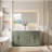 Ivy 60" Double Bathroom Vanity Set in Vintage Green and Grain White Engineered Stone Countertop No Mirror-444354931-444354929