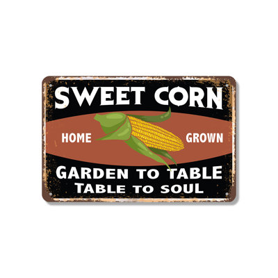 Enseigne en aluminium Sweet Corn Garden to Table 7 po x 10 po