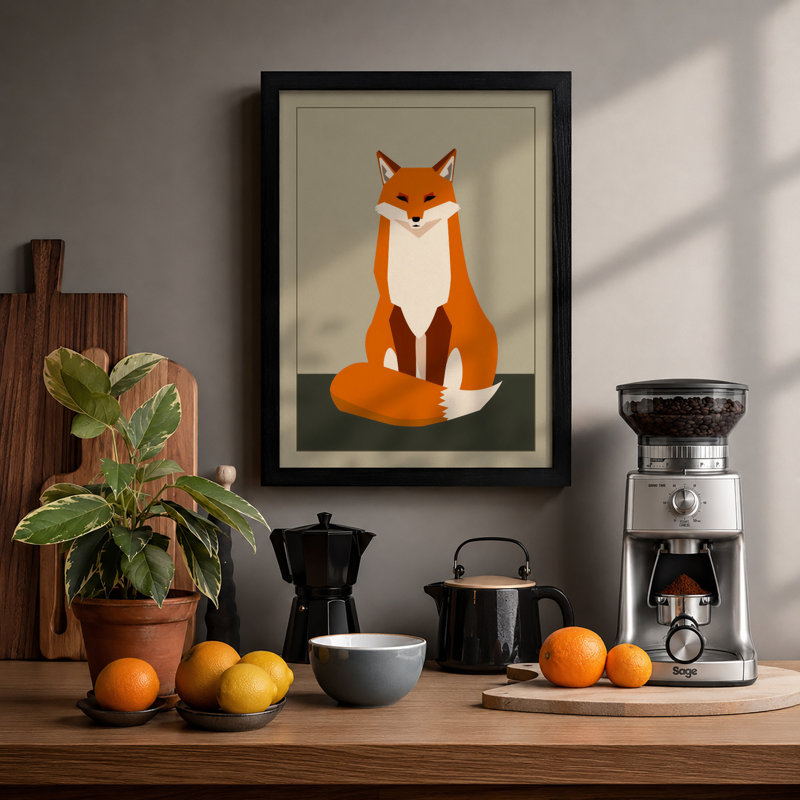 Gentle Fox Modern - Framed Print, Black, A4 - 29.7 x 21.0 cm