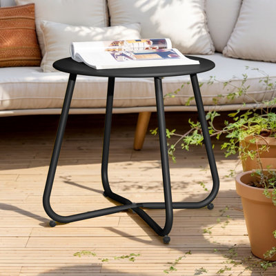 Mickelsen Round Steel Outdoor Side Table ,