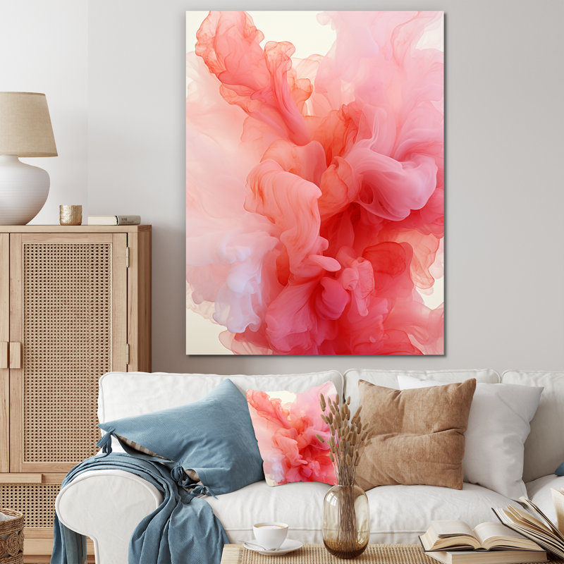 Rose polaire radiance fumée IV - impression d'art abstrait mural, H 20 po x l 12 po x P 1 po, Toile tendue
