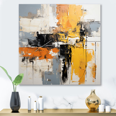 Abstract Yellow And Black Collage II - Abstract Collages Metal Wall Art