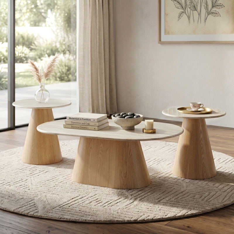 Ensemble de tables basses 3 pièces Souliere, 3 Pieces: Coffee Table, 2 End Tables