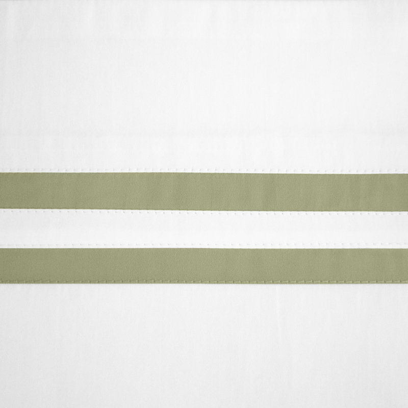 Ribbons Sateen Sheet Set, White/Piana, Twin