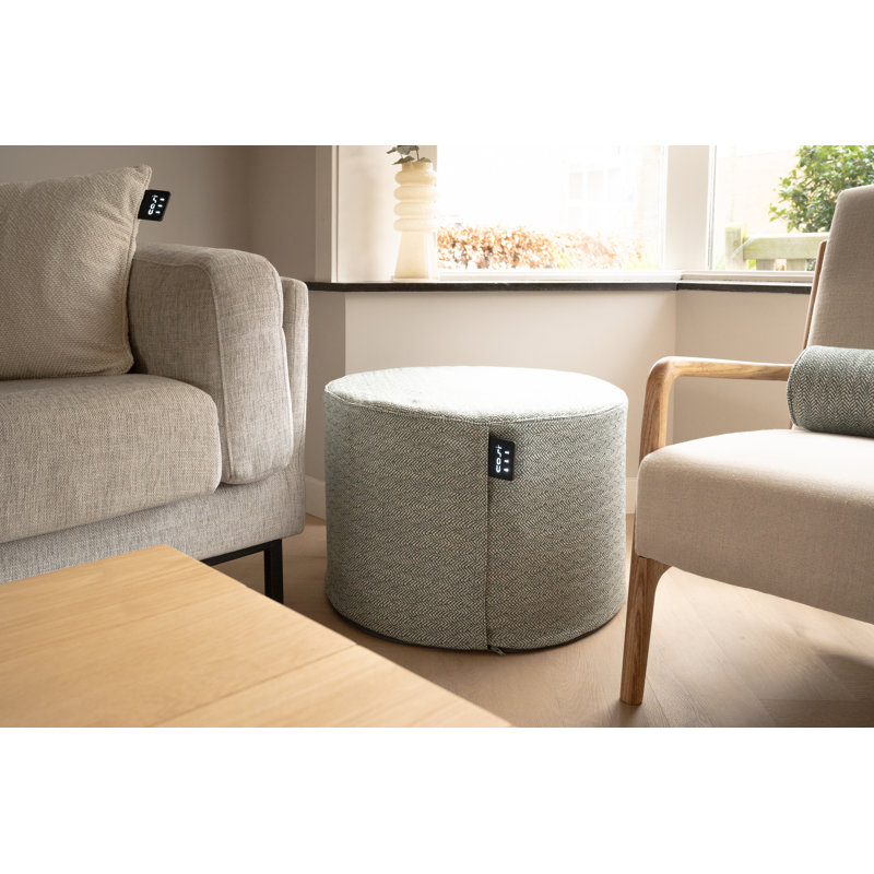 Cosipouf 60cm Wide Round Chevron Pouf Ottoman, Cream