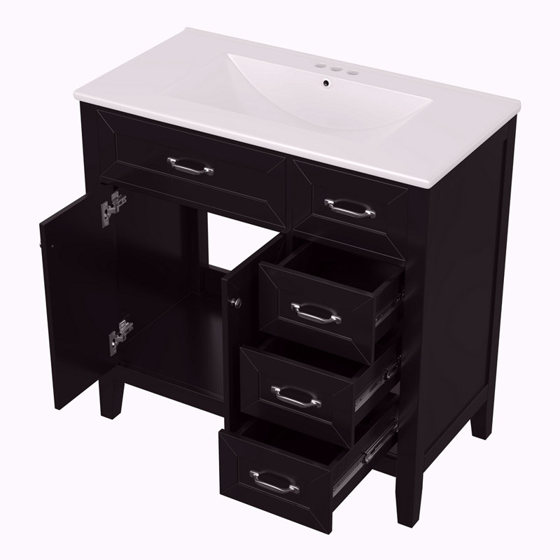 Armoire de salle de bain 36 po avec lavabo 36 po avec tiroirs, structure solide et panneau de fibres à densité moyenne