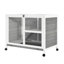 Lapin d'intérieur - taille de bureau et de table d'appoint, gris. Cage en bois imperméable avec roues pour 1 ou 2 lapins nains. 36 po x 21 po x 28,75 po. Pièces personnalisables pour stylo compact Space Design
