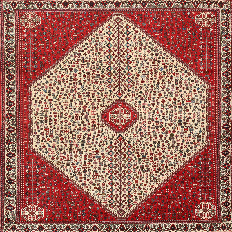 Tapis oriental rouge / beige, Carré 4 pi