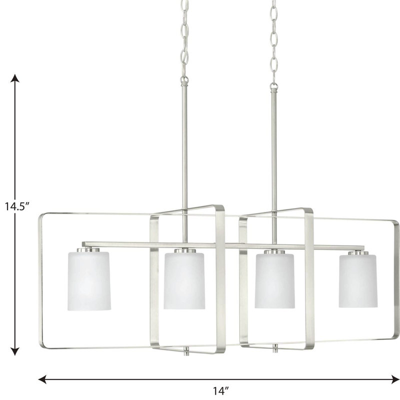 Lustre géométrique à 4 lumières pour îlot de cuisine, Nickel