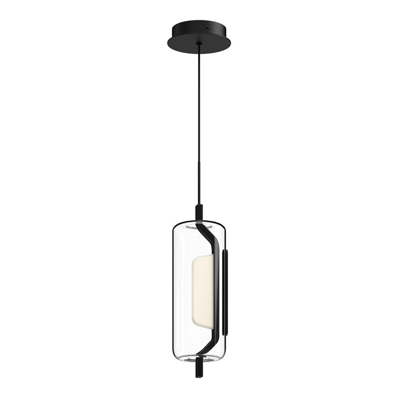 Luminaire suspendu cylindrique à 1 lumière Hilo, Noir
