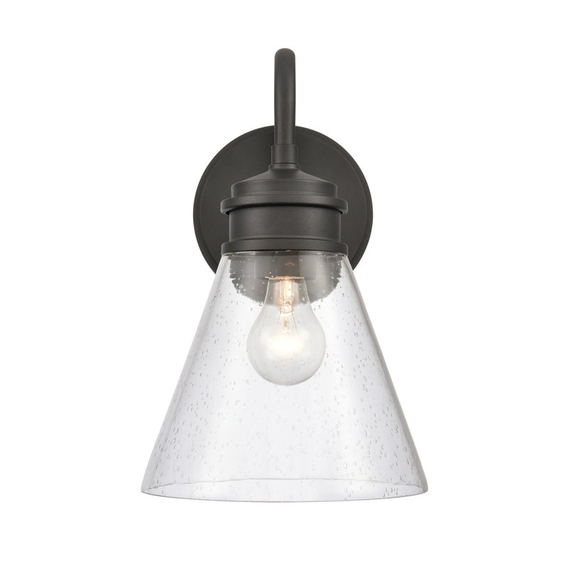 Applique murale d'extérieur 1 lumière de 13,5 po de hauteur Dovas - noir texturé, H 13,5 po x l 8,5 po x P 10 po