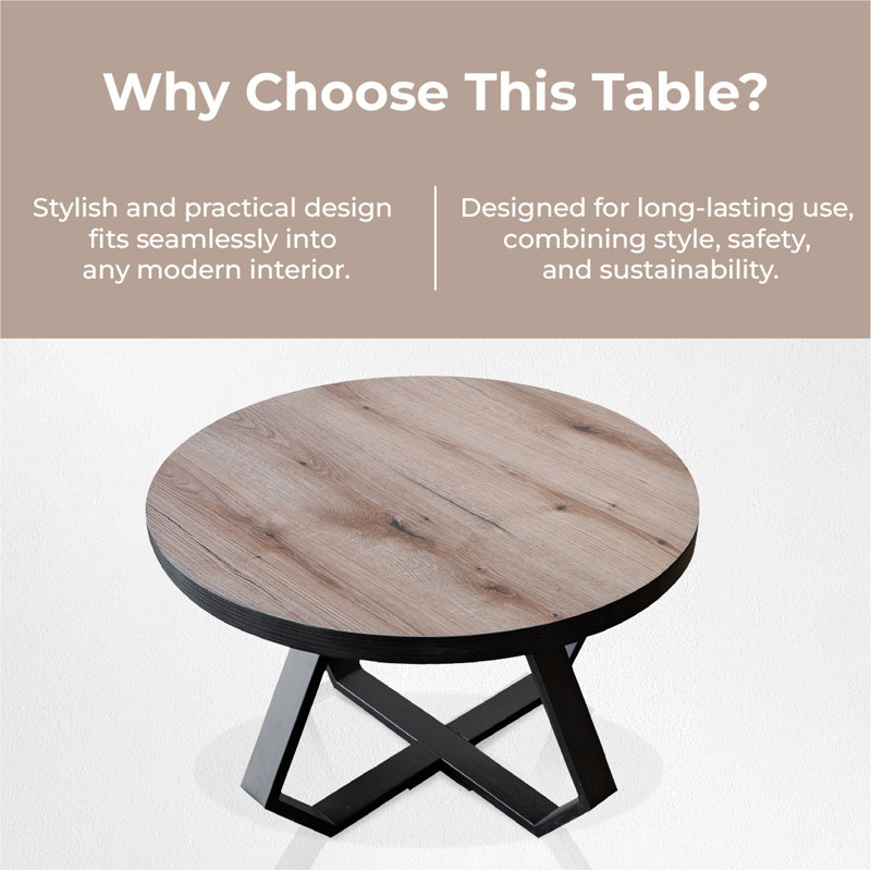 Table basse ronde avec pieds en métal