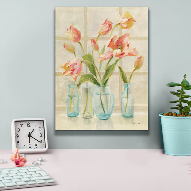 «Tulips On Windowsill» par Danhui Nai, art mural sur toile, H 16 pi x l 12 pi
