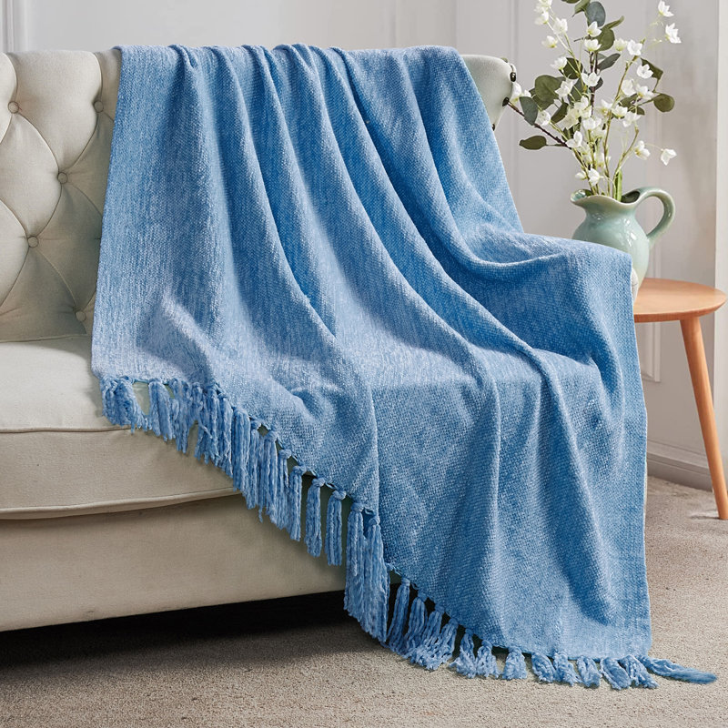 Knitted Throw Blanket, Niagara, 152.4cm L x 127cm W
