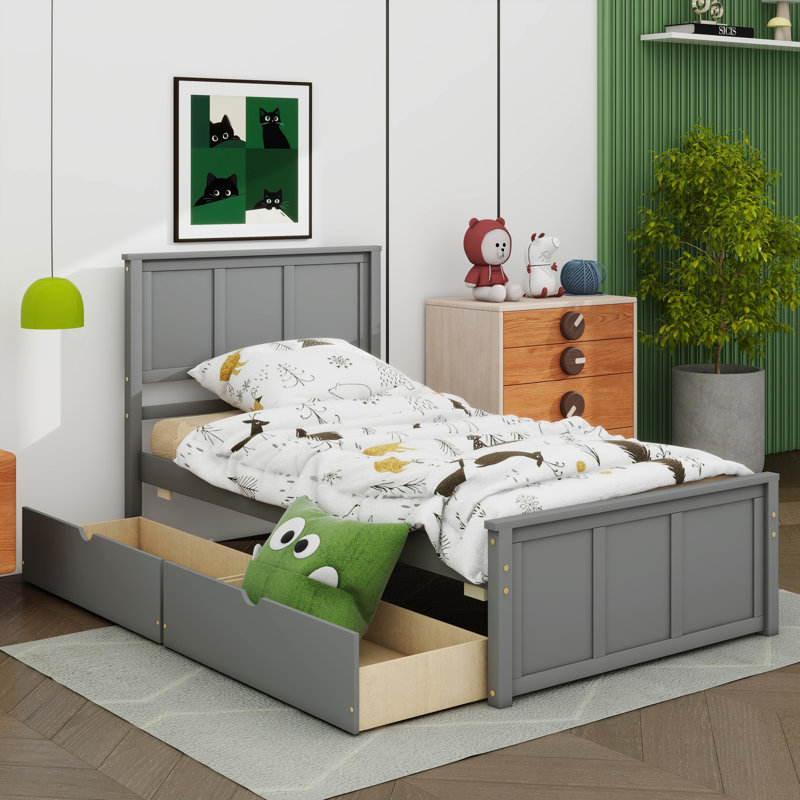 Lit plateforme avec rangement Tarrel, gris