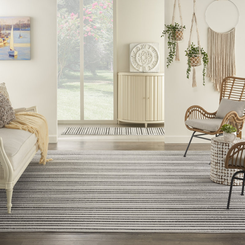 Anick Striped Indoor / Outdoor Rug, Rectangle 8'10" x 11'10"