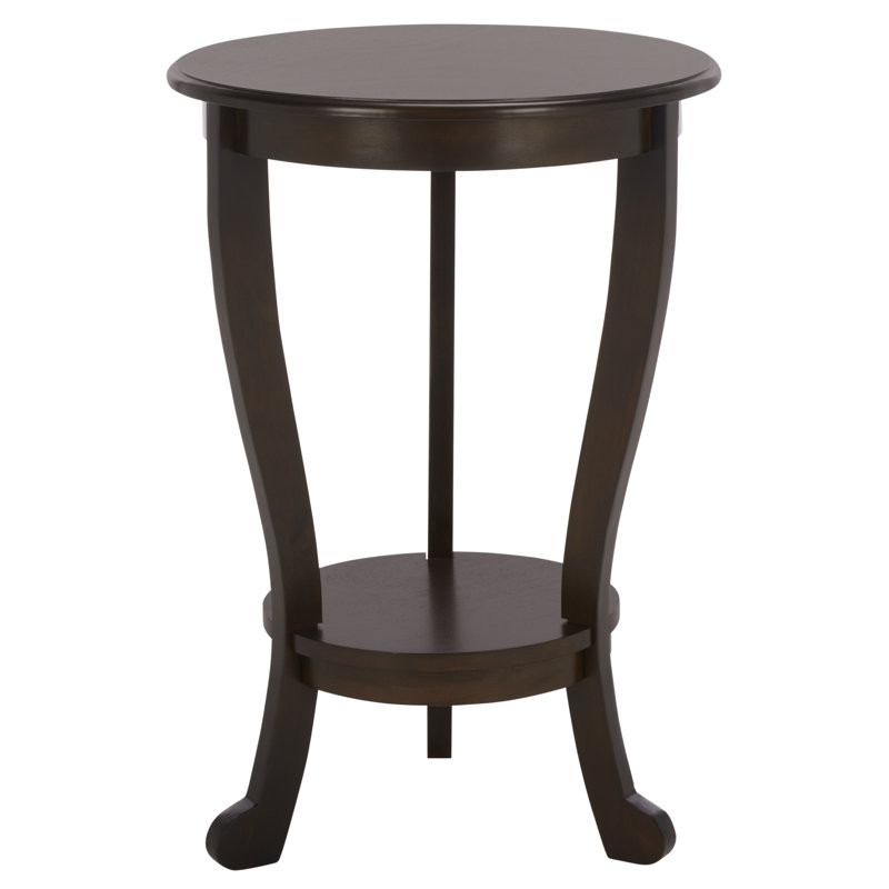 Tutuala Solid Wood 3 Legs End Table with Storage, Dark Chocolate