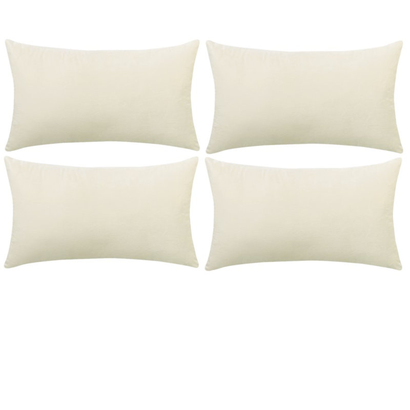 Ensemble de 4 housses de coussin en velours, Crème